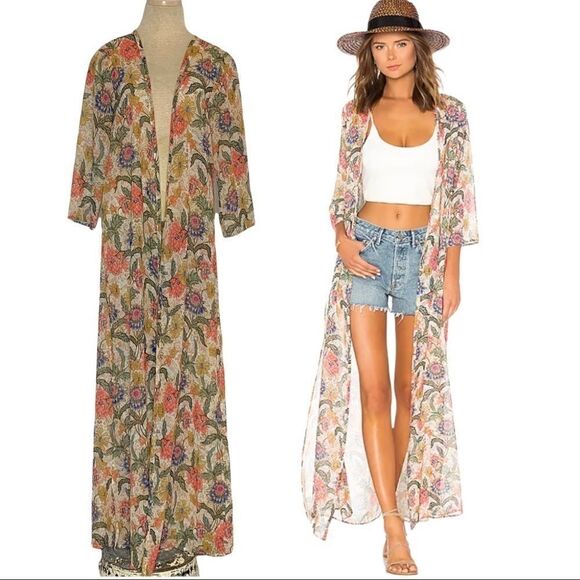 Floral Print Kimono Duster Show Me Your MuMu Bloomtastic Karmyn Cape Size Small - Picture 2 of 11